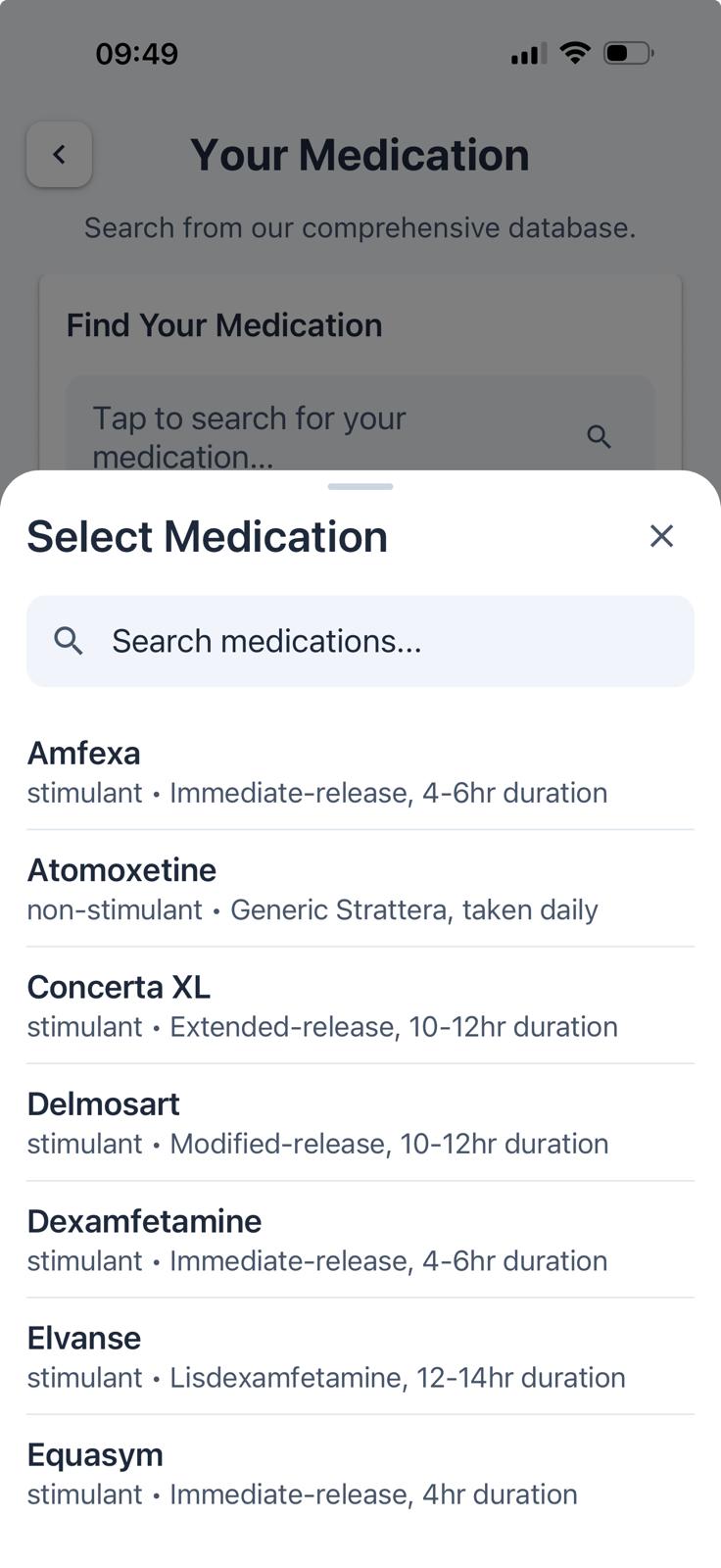 Medication Search Screen