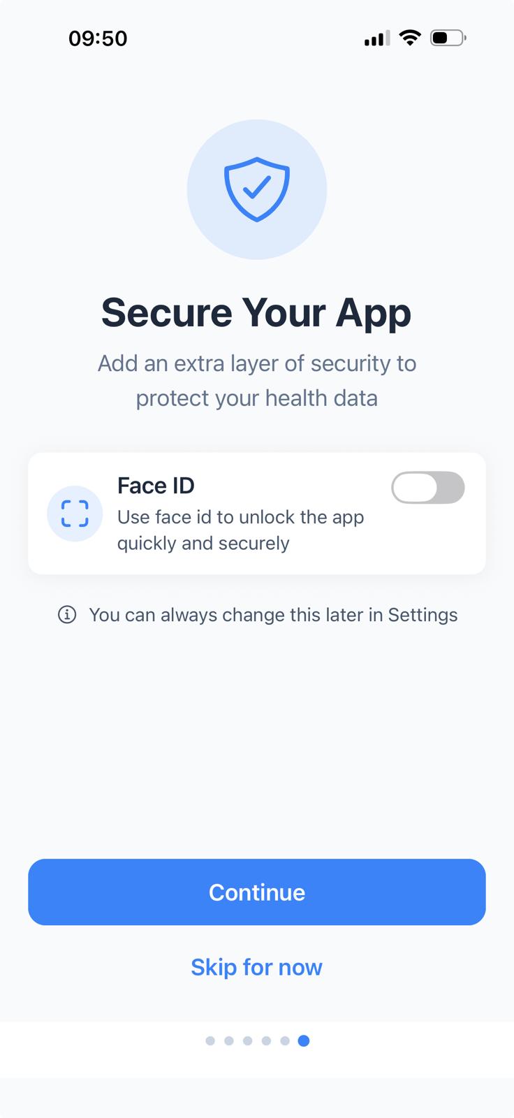Security Setup Screen
